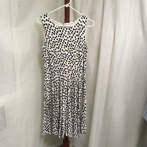 LOFT Sleeveless White with Black Spotted Dress Size Small